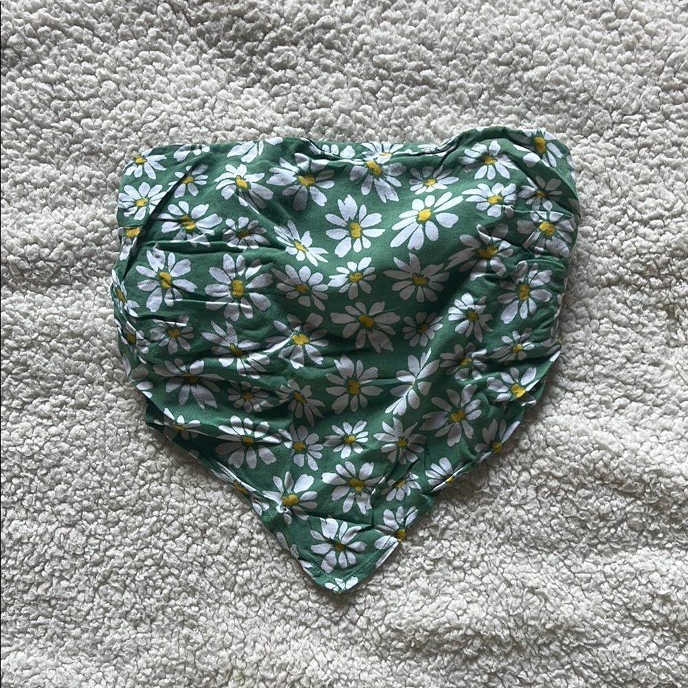 Hollister Green Floral Crop Top